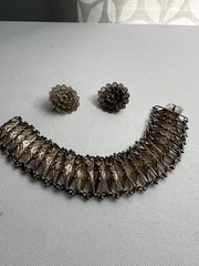 Vintage 800 Silver Filigree Bracelet & Earrings Italy