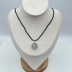 Vintage Y2K Silver-Tone Black Cord Spiral Cage Pendant & Key Chain Set Necklace