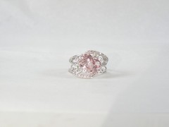 Vintage Sterling Silver 925 Peach Irradiated Morganite Statement Ring Size 6