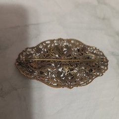 Gold Tone Oval Filigree Bird Brooch Pin, Metal, No Stone, Nature Theme
