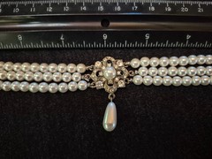 Pearl Costume Jewelry Lot: Single Pearl on Snake Chain, Faux Pearl Choker