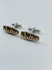 Vintage Swank mens cufflinks name Walter gold and silver tone concave 3/4″