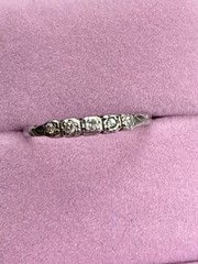 Belais Antique Art Deco 18k White Gold and Diamond Wedding Band Inscribed Sz 8