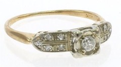 Ladies Vintage Diamond Engagment Ring in 14 Kt Yellow and White Gold