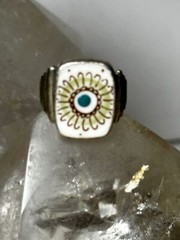 Ceramic Flower ring vintage band size 5.50 sterling silver women