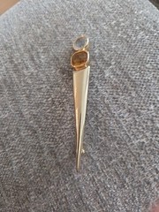 Vintage Gold Plated Geometric 3.5” Spike Brooch Pin with Amber and Clear Stones