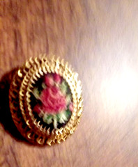 embroidered red rose brooch pendant vintage goth cottagecore