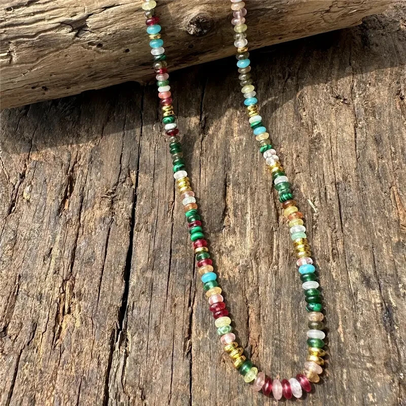 Boho Colorful Natural Stone Beaded Necklace Handcrafted Ethnic Jewelry Gift New