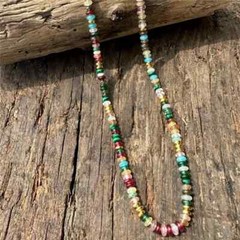 Boho Colorful Natural Stone Beaded Necklace Handcrafted Ethnic Jewelry Gift New