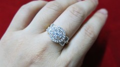 Cluster Sparkly CZ Bow Ring – Micron Gold Plated, Adjustable Size 7.5