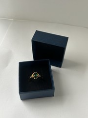 Vintage Green Cubic Zirconia Ring Gold Plated Womens Size 7.5