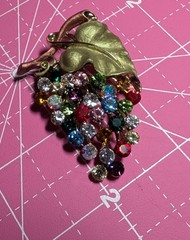 Multicolor Rainbow Grape Brooch Vintage Pin