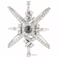 Black Onyx With Multi Shape Transparent Cubic Zirconia In 925 Silver Unique Band