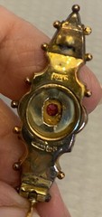 Victorian English 9CT Gold Ruby Diamond Brooch Birmingham 375 hallmarks 3.1g
