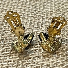 Vintage Art Deco Style Asymmetrical Gold Tone Clip On Earrings Signed