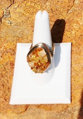 Gorgeous Vintage BARSE 925 Silver Raw Cut Citrine Ring Thailand Bold Brutalist