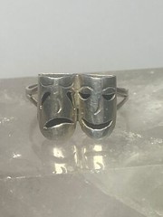 Tragic comic ring size 5.50 sterling silver tragedy comedy theatrical band theat