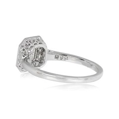 Art Deco Style Asscher Lab Created Doiamond 14K White Gold FN Engagement Ring