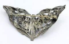 Silver Plated Art Nouveau Fairy Wing Blue Stone Sash Pin