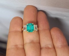 Vintage 14K Yellow Gold Engagement Ring 5.16CT. Blue Tourmaline Emerald Shape