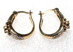 VINTAGE STUNNING STERLING SILVER BLACK CZ CRYSTAL PIECED EARRINGS