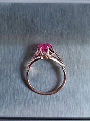 Old Vintage Soviet Union Silver 875 Ring USSR Red Stone Ruby Size US 6 (16.5 mm)
