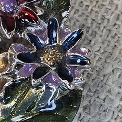 Vintage Enamel Bouquet Of Flowers Brooch Silver Tone Mid-century No Brand