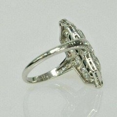 Art Deco Style 4.00 Ct Diamond Rare Design Engagement 14K White Gold Finish Ring