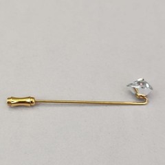Antique Heart Stick Pin Clear Glass Stone Gold Filled Victorian