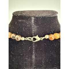 Vintage Tiger’s Eye Beaded Bib Necklace 17″ Large Gemstones Statement Boho Chic
