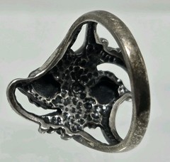 Wheeler Manufacturing Co. 925 Sterling Silver Ring Rose & Leaves Etched SZ 6.75
