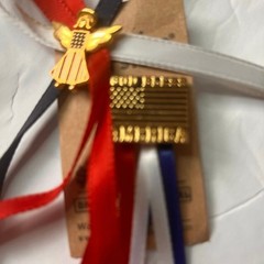 Vintage USA Pins with Ribbon Flag Angel