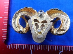 Vintage Gold Plated Pendant Razza Ram Aries Sign Large Statement Piece- Nice!