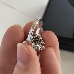 Vintage Signed 18KT HGE Cluster Cocktail Ring Sz 6.75 White Gold Plated Jewelry