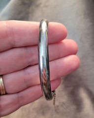 Vintage 925 FAS Sterling Silver Smooth Hinged Cuff Bangle Bracelet 7 Inch