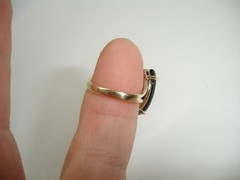 vintage 10K yellow Gold RING marquise black Onyx w DIAMOND accent band 2.4g 4.25