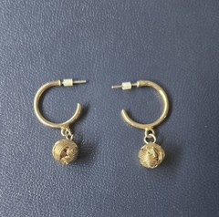 Vintage Gold Tone Wire Wrapped Love Knot Hoop Earrings Dangle Drop