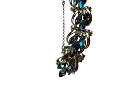 Vintage Coro Aurora Borealis Rhinestone Leaf Bracelet Gold Tone