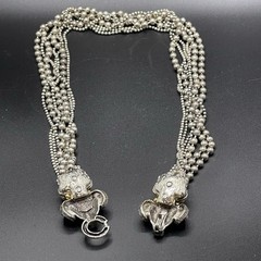 VTG Signed PISCITELLI 7 Strands Silver & Gold Tone Rams Head Statement Necklace