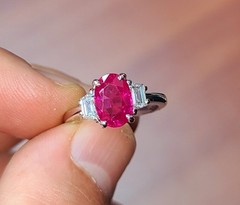 Vintage Platinum Engagement Ring 2.30ct. Natural Burma Oval Ruby AGL CERT