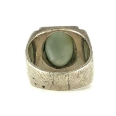 Prehnite, Sterling Silver Vintage Ornate Band Ring Sz. 9.5