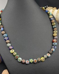 Beautiful Vintage Cheuran Multi Colour Glass Beads Necklace
