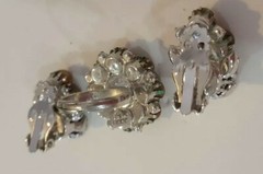 Beautiful Vintage Hobé Ring & Clip On Earrings – Silver Tone Faux Green Emerald