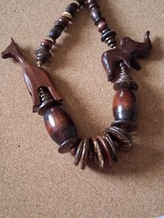 Vintage African Safari Style Statement Piece With Hand Carved Animals And Beads