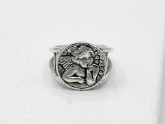 Designer Vintage Shube’s Dakota West Sterling Silver Cherub Angel Ring Size 5