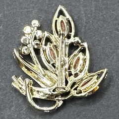 Vintage Pink Rhinestone Flower Brooch Pin J29B
