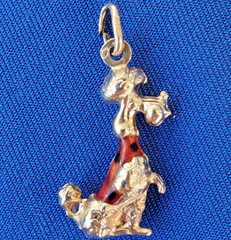 Original 14K GOLD Dog Pendant Exotic Rare Poodle Enamel Vest k9 Charm Medallion