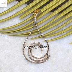 Natural Pave Diamond Pendant Handmade 925 Silver Necklace Gold Vermeil Jewelry