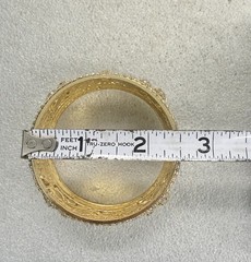 Vintage Prong Set RHINESTONE Gold Tone 1” Wide 2.25” Diameter Bangle Bracelet