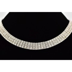 Vintage Crystal Collar Necklace Pave Rhinestone Crystal Sparkle Heavy Y2K BinBD